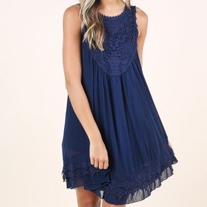 Altar'd State Charlotte Navy Lace Sleeveless Dress